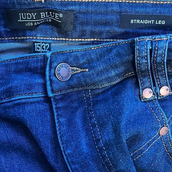 EXCELLENT CONDITION JUDY BLUE STRAIGHT LEG HI-RISE JEANS SIZE 15/32 - Picture 9 of 11